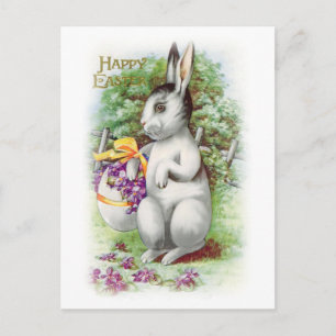 Cartão Postal De Festividades Cartão-postal Floral de Coelhinho de Páscoa