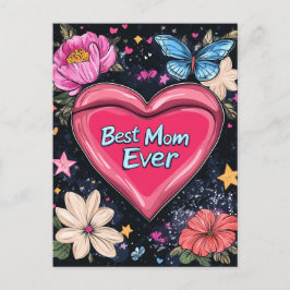 Cartão Postal De Festividades Cartão-postal floral de Férias da Mãe da Melhor Mã