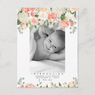 Cartão Postal De Festividades cartão-postal floral de pêssego novo bebê