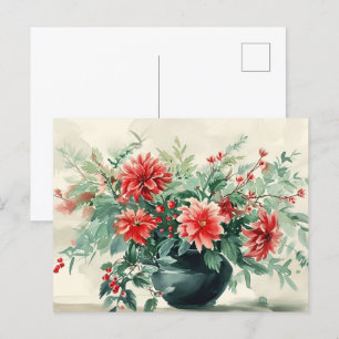 Cartão Postal De Festividades Cartão-postal Floral Elegante Vintage Winter