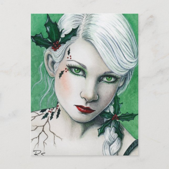 Cartão Postal De Festividades Cartão-postal Holly Christmas (Frente)