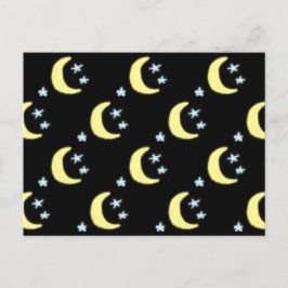 Cartão Postal De Festividades Cartão-postal Lua Brilhante (Preto e Amarelo Suave