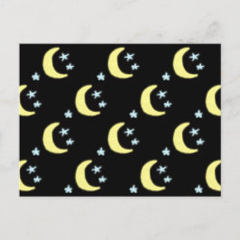 Cartão Postal De Festividades Cartão-postal Lua Brilhante (Preto e Amarelo Suave