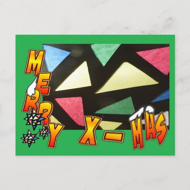 Cartão Postal De Festividades Cartão-postal Merry Xmas com Padrão de Vidro e Est (Frente)
