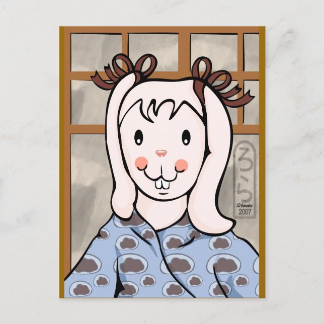 Cartão Postal De Festividades Cartão-postal Mochi Year of the Rabbit Girl (Frente)
