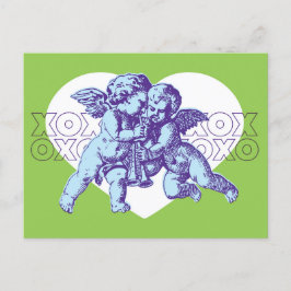 Cartão Postal De Festividades Cartão-postal Namorados Cupido Azul Roxo Verde
