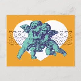 Cartão Postal De Festividades Cartão-postal Namorados Cupido, Cor-de-rosa teal