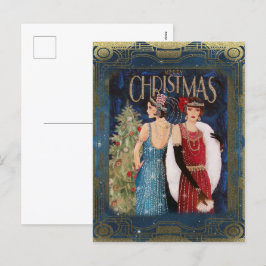 Cartão Postal De Festividades Cartão-postal para Natais vintages de Flapper Art 