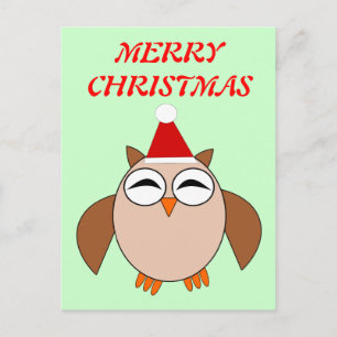Cartão Postal De Festividades Cartão-postal Personalizável de Coruja de Natal