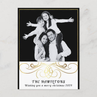 Cartão Postal De Festividades Cartão-postal preto e branco para Elegância monocr