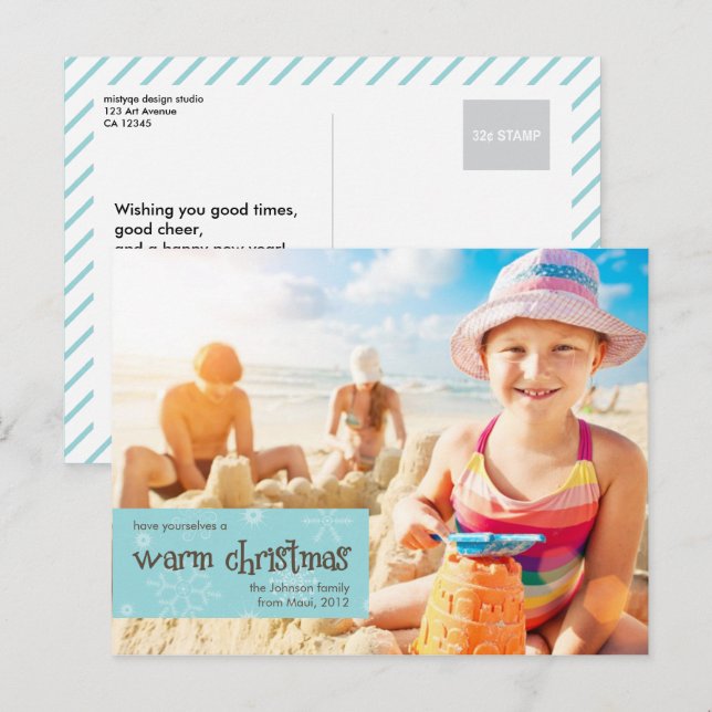 Cartão Postal De Festividades Cartão-postal Quente de Férias de Natal (Frente/Verso)