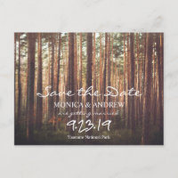 Cartão-postal Rustic Save the Date Forest Tree