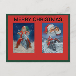 Cartão Postal De Festividades Cartão-postal Santas on Motorcicletas