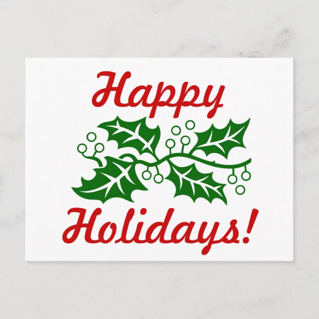 Cartão Postal De Festividades Cartão-postal - saudações Holly (Frente)