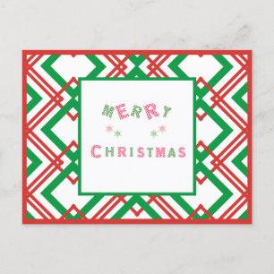 Cartão Postal De Festividades Cartão-postal vermelho-listrado e verde