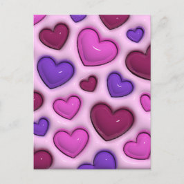 Cartão Postal De Festividades Cartão-postal Vertical com Corações Brilhantes 3D