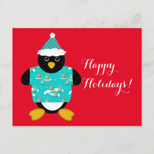 Cartão Postal De Festividades Cartão-postal Whimsic de Pinguim de Natal