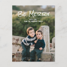 Cartão Postal De Festividades Cartão-postal White Simple Script Be Feliz