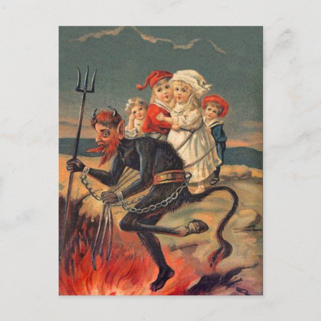 Cartão Postal De Festividades Cartão Redheaded raro de Krampus (Frente)
