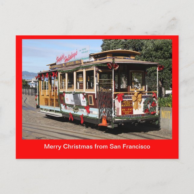 Cartão Postal De Festividades Cartão, teleférico do Natal, San Francisco (Frente)