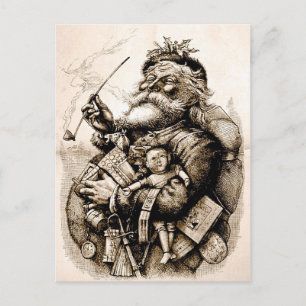 Cartão Postal De Festividades Cartão velho alegre de Papai Noel