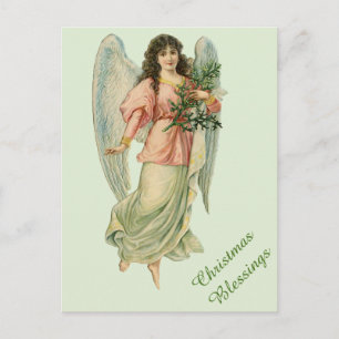 Cartão Postal De Festividades Cartão Vitoriano de Abençoações do Anjo Vintag