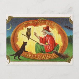 Cartão Postal De Festividades Cartaz-coruja-coruja-bruxa-do-Halloween