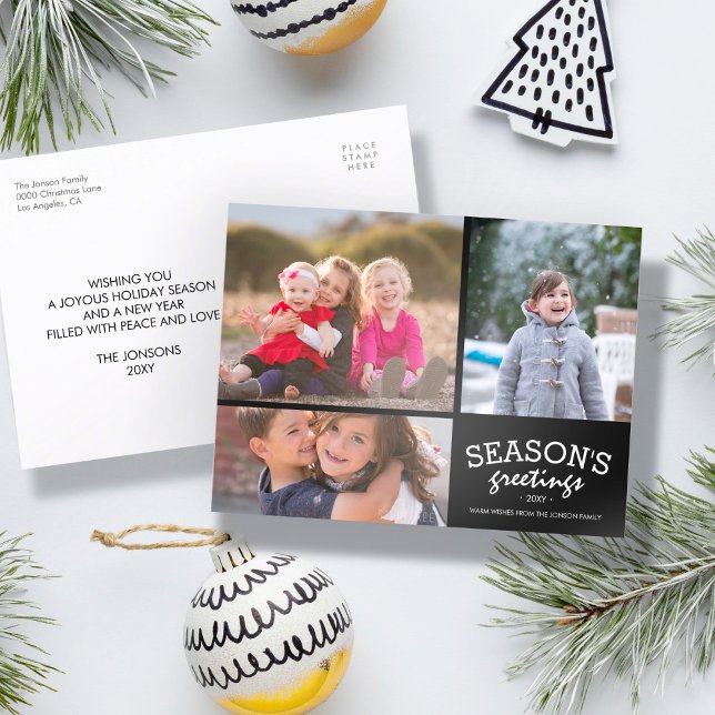 Cartão Postal De Festividades Cartaz de Colagem Fotográfica do Seasons Saudações (Criador carregado)