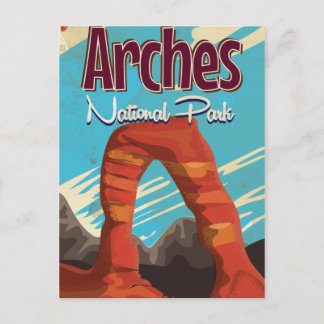 Cartão Postal De Festividades Cartaz de Férias Antigo do Parque Nacional Arches