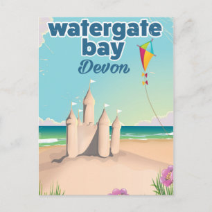 Cartão Postal De Festividades cartaz de férias do castelo de areia da baía de wa