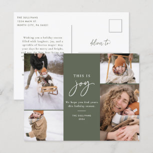 Cartão Postal De Festividades Cartaz de fotos de feriado verde Esta é a alegria