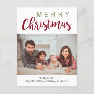 Cartão Postal De Festividades Cartaz de fotos de Natal Feliz Elegante Verde Verm