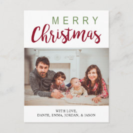 Cartão Postal De Festividades Cartaz de fotos de Natal Feliz Elegante Verde Verm