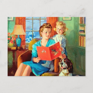 Cartão Postal De Festividades Cartaz de leitura da senhora retrógrada bonita