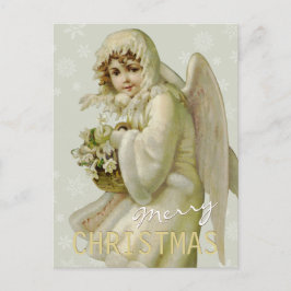 Cartão Postal De Festividades Cartaz de Natal CC0621 - Anjo de inverno da Vintag