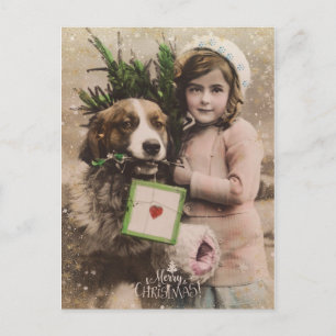 Cartão Postal De Festividades Cartaz de Natal de retro feliz