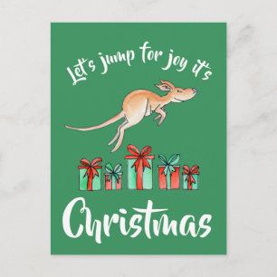 Cartão Postal De Festividades Cartaz de Natal do Whimsy art kangaroo