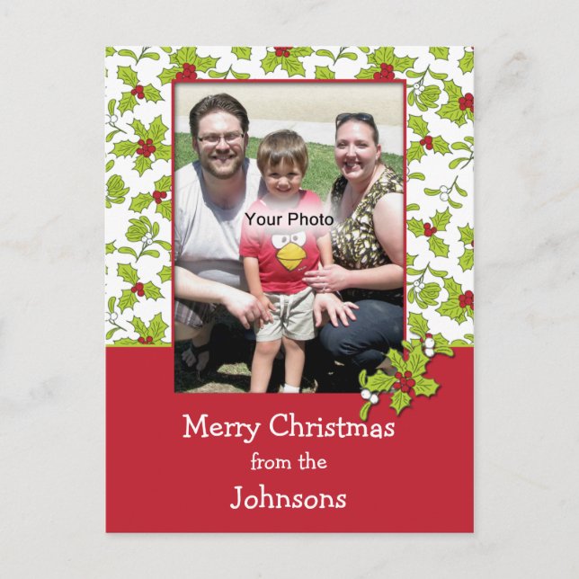 Cartão Postal De Festividades Cartaz de Natal Holly e Mistletoe (Frente)
