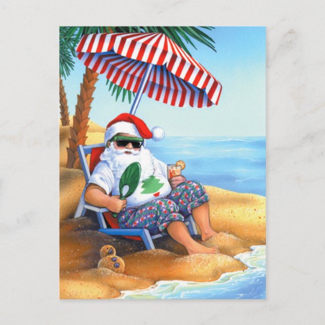Cartão Postal De Festividades Cartaz de Natal tropical (Frente)