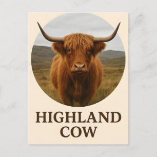Cartão Postal De Festividades Cartaz de retrato de vaca das Terras Altas com "Va