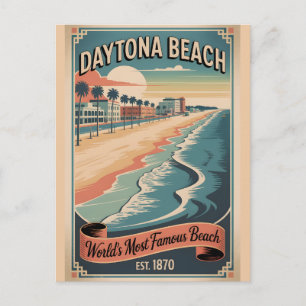 Cartão Postal De Festividades Cartaz de Viagem Retro de Daytona Beach Flórida Vi