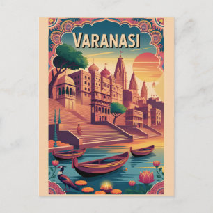 Cartão Postal De Festividades Cartaz de Viagem Retro Varanasi Índia