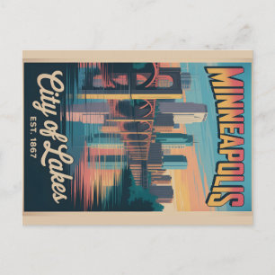 Cartão Postal De Festividades Cartaz de Viagem Retro Vintage Minneapolis Minneso