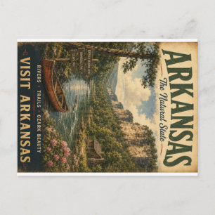 Cartão Postal De Festividades Cartaz de Viagem Vintage Arkansas com Nação dos Bú