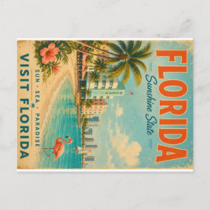 Cartão Postal De Festividades Cartaz de Viagem Vintage do Estado da Sunshine na 