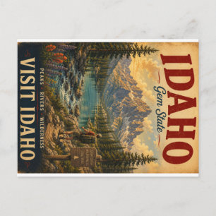 Cartão Postal De Festividades Cartaz de Viagem Vintage Idaho Gem State com Paisa