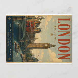 Cartão Postal De Festividades Cartaz de Viagem Vintage Londres com Arquitetura H