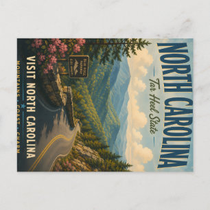 Cartão Postal De Festividades Cartaz de Viagem Vintage North Carolina Blue Ridge