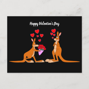 Cartão Postal De Festividades Cartaz Dia de os namorados animado Kangaroos
