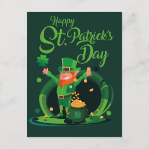 Cartão Postal De Festividades Cartaz do dia do Patrick Leprechaun
